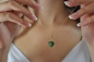 Preview: Grüne Jade Schmuck - 14k - Edelstein Kette 925 Silber - Zwiebelform Anhänger - AAA Qualität - Luxuriöse - Geschenkidee Ehefrau